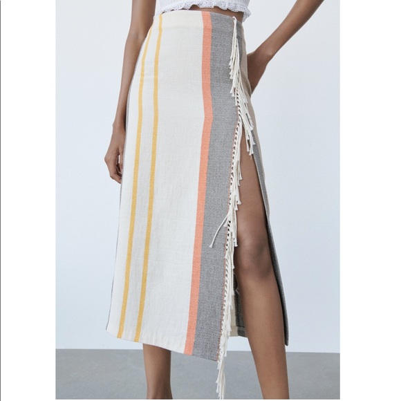 Zara striped skirt with fringes - Picture 4 of 15